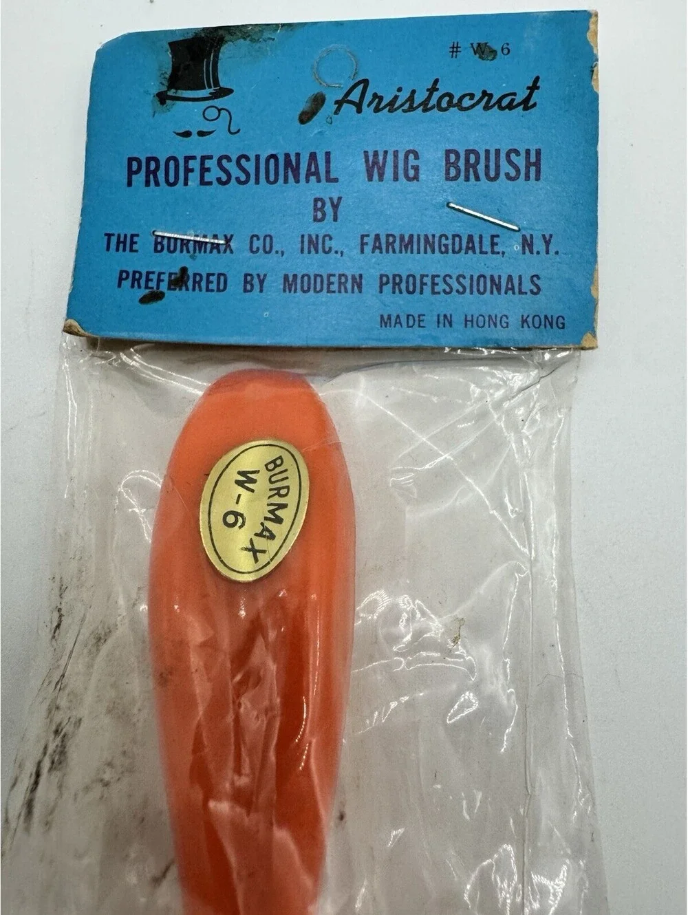 Vintage Aristocrat Professional Wig Brush - Orange Made In Hong Kong NOS